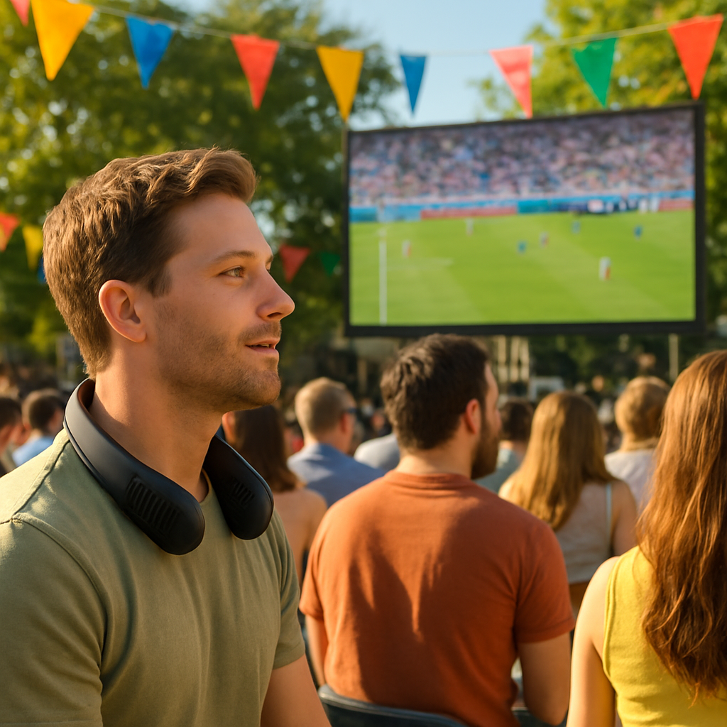 Outdoor fan zone crowd